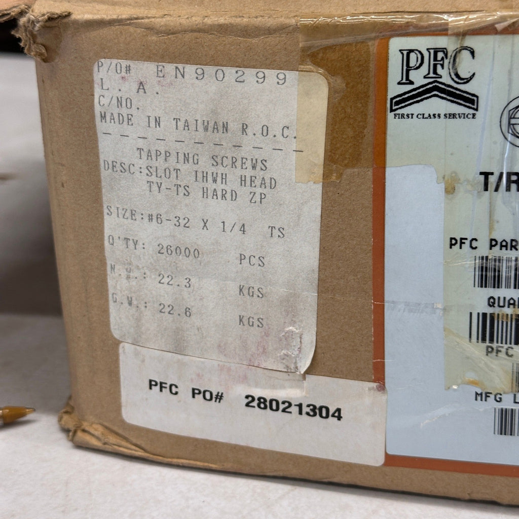 Pack of 26000 Perine Danforth 6-32 x 1/4 Slotted Hex Washer Head Screws Taptite