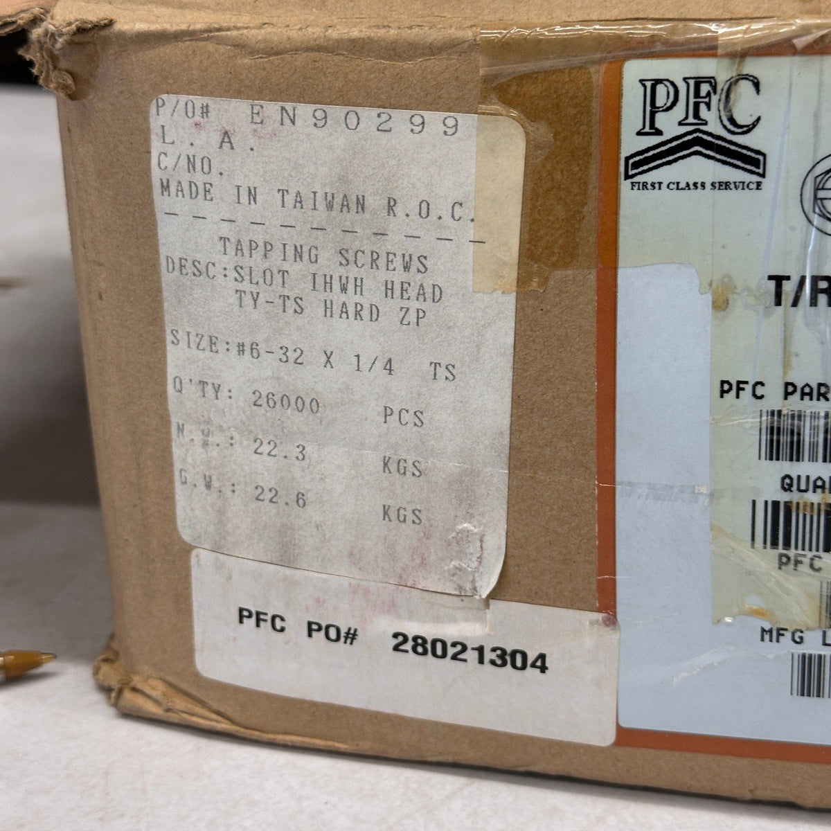 Pack of 26000 Perine Danforth 6-32 x 1/4 Slotted Hex Washer Head Screws Taptite