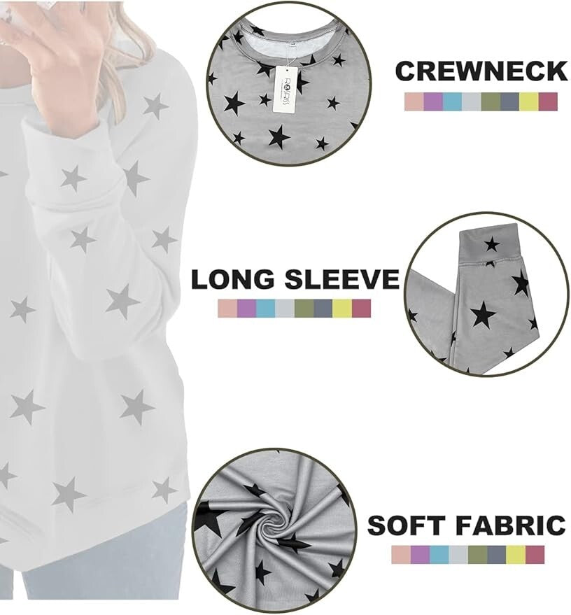 ROSRISS Women's 14W Long Sleeve Crewneck Sweatshirt Pullover Tunic Soft Top