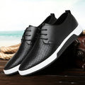 Y2K Urban Men's US 9 Black Breathable Leather Casual Shoes Non-Slip Sneakers
