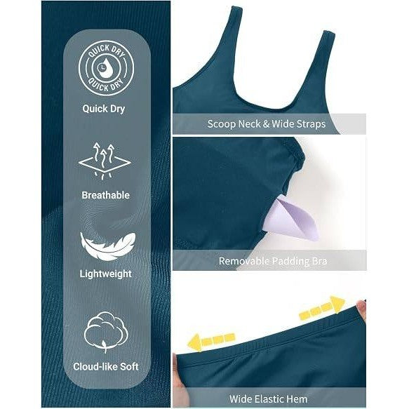 MSRP $26 Tempt Me Women's XXL Blue Green Sports Bra Bikini Top Only Push Up Scoo