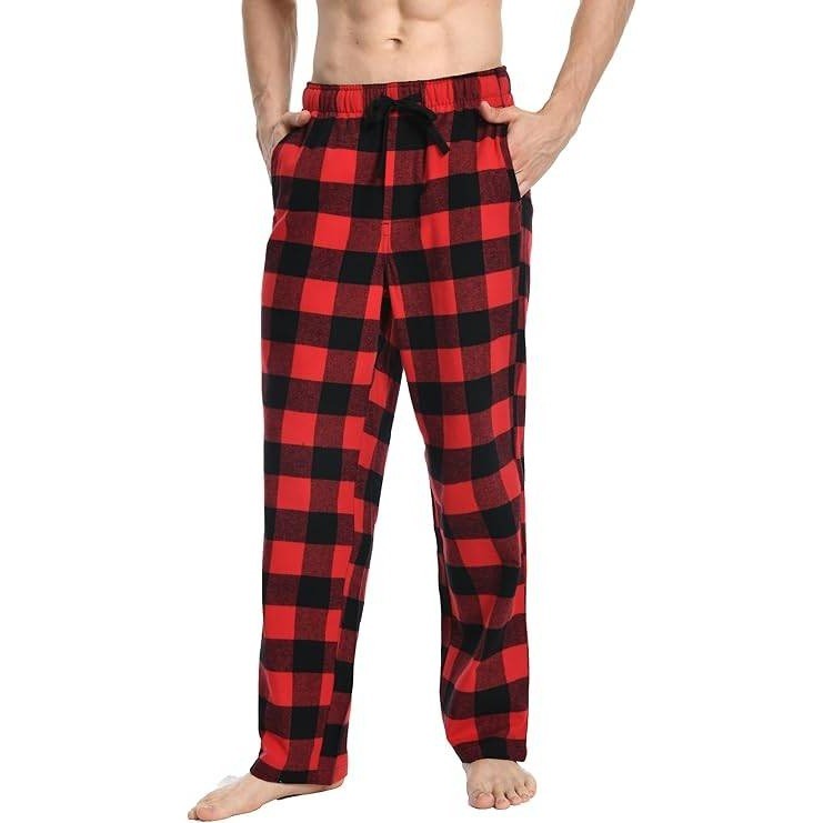 MSRP $25 Nutria Mens XL Flannel Pajama Pants Red Buffalo Plaid Cotton Soft B