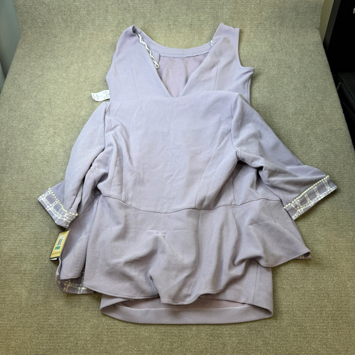 MSRP $94 Maya Brooke Womens 16 Lavender White 2 Piece Jacket Dress