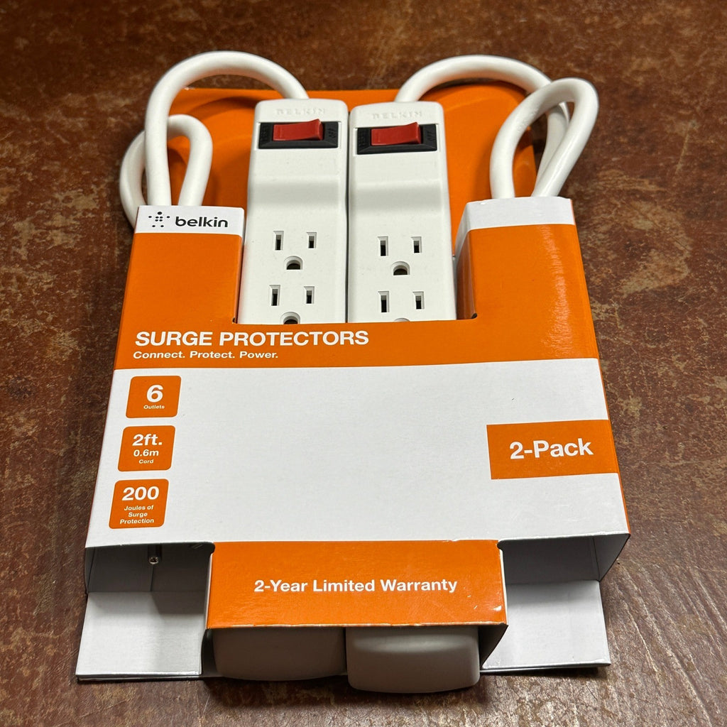 Pack of 2 Belkin F5C048-2 Surge Protectors 6 Outlets 2ft Cord White Extension