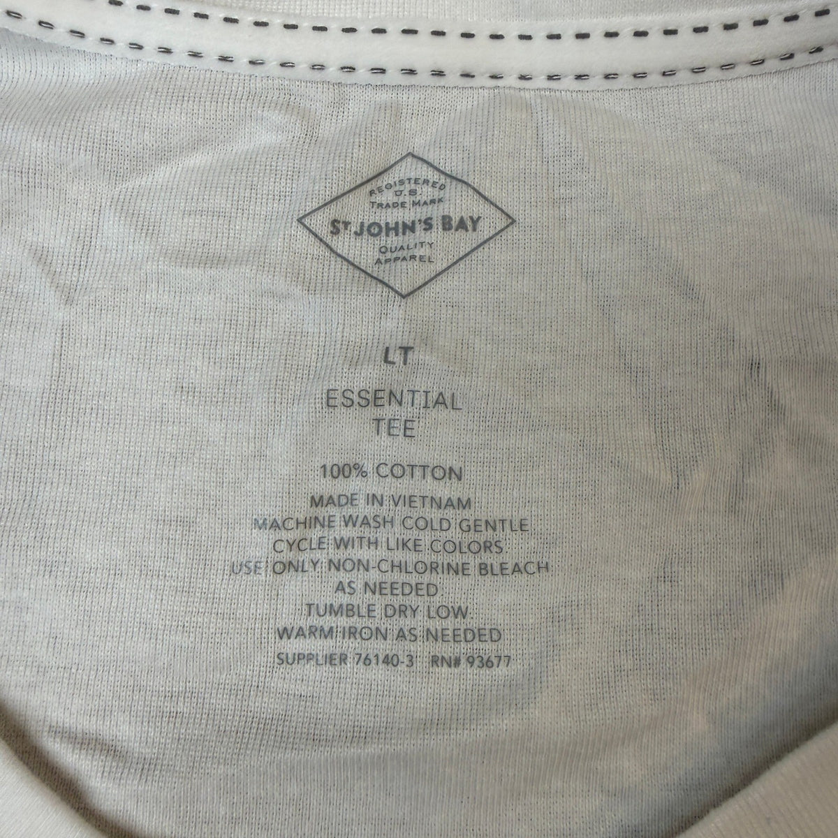 NWT St. John's Bay Womens L Tall White V Neck 3/4 Sleeve T-Shirt