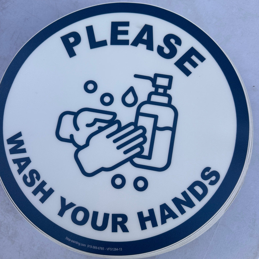 Lot of 5 Wash Your Hands Sign 13" Round Vinyl Floor Decal VFS1284-13