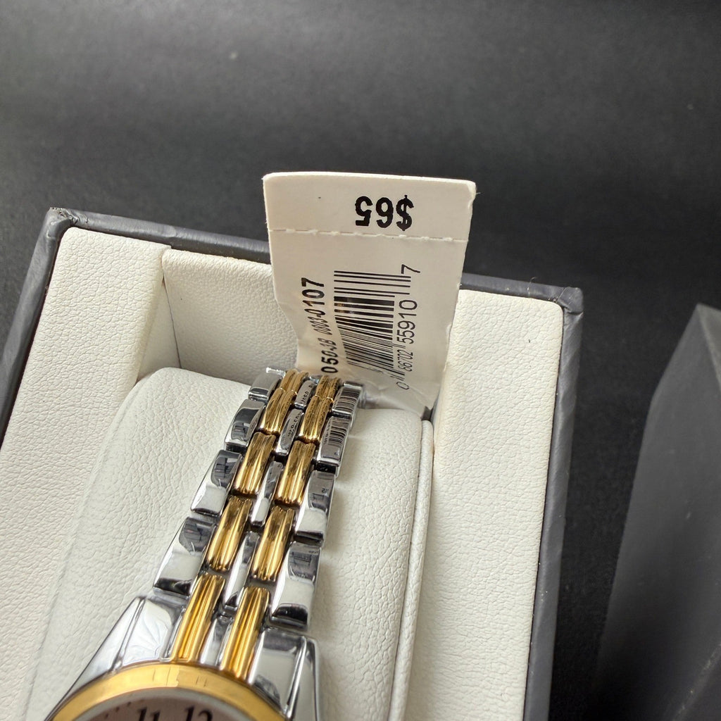 MSRP $65 Armitron 75/5304TTB Women's Two Tone Bracelet Quartz Watch New Batter