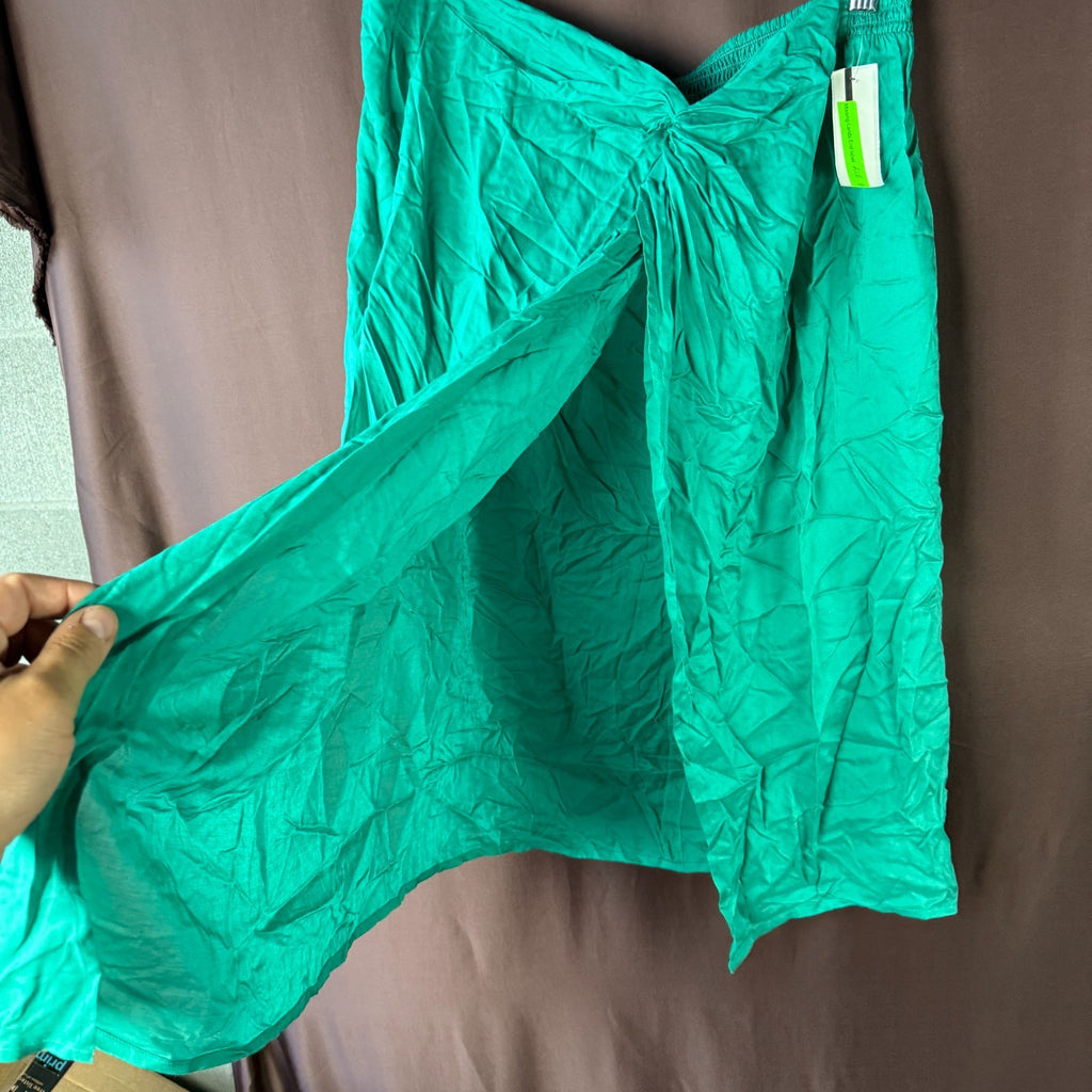 Lands' End Women's Sheer Twist Front Knee Length Swim Cover-up Skirt Island