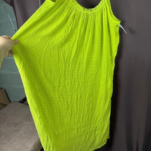 Land's End Women's M Rayon Poly Rib Scoop Neck Swim Cover-up Maxi Dress Bright