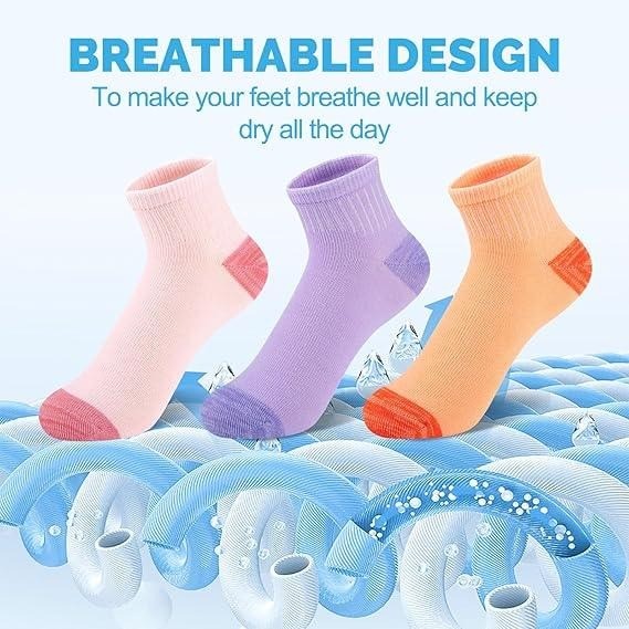 Set of 20 BOSSUN Multicolor 7-10Y Girls Ankle Socks Comfortable Breathable for