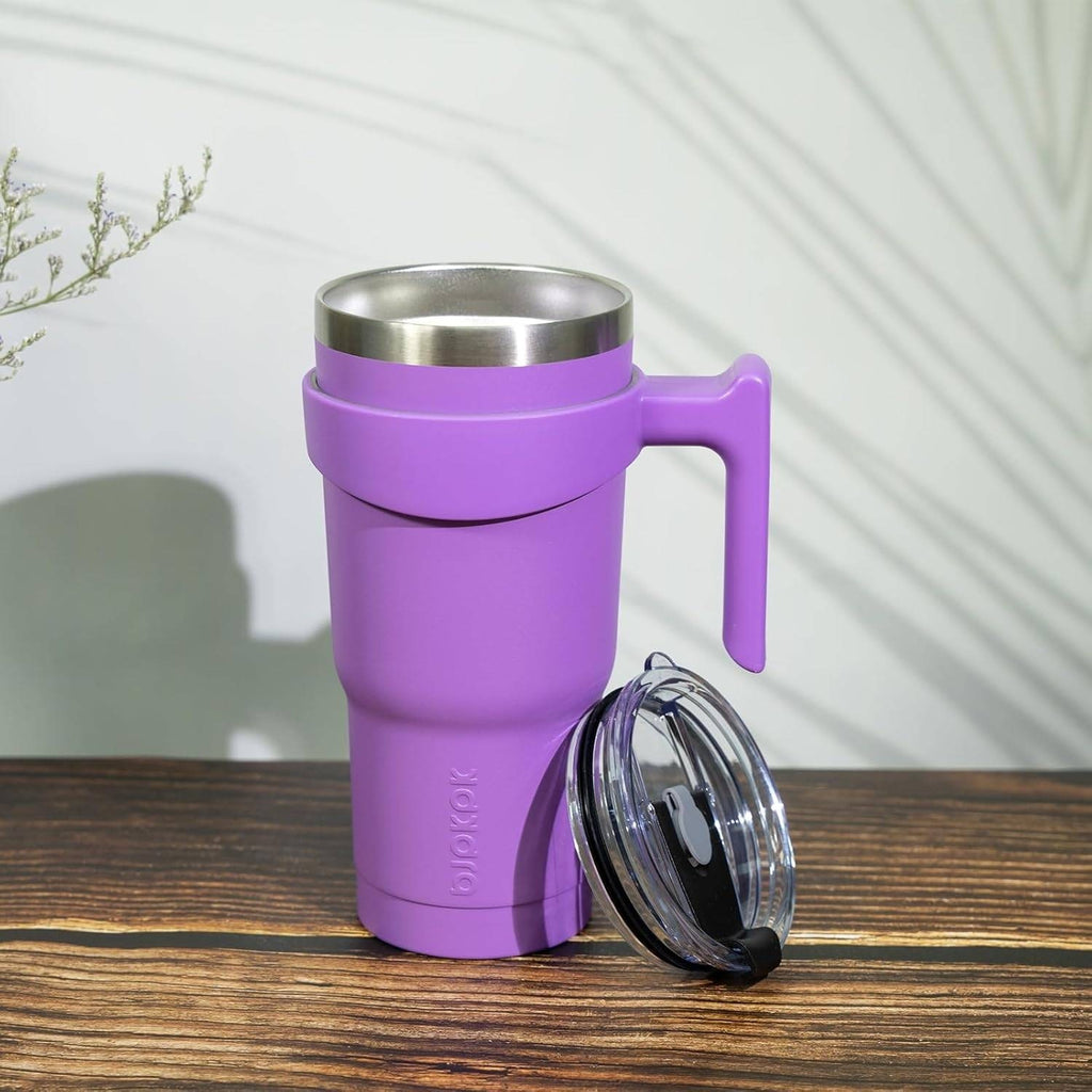 BJPKPK Lavender Tumbler 40 oz Stainless Steel With Handle & Lid Straw Insulated