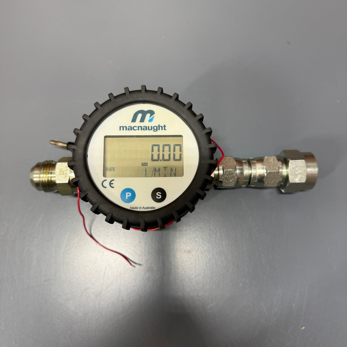 Macnaught MX06P-2TE 1/4" NPT Digital Flow Meter 0.13-26.4 GPH 1000 PSI w/ Displa