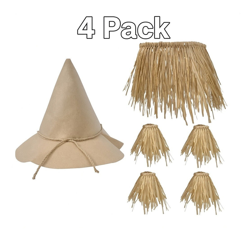 Set of 4 Yountor Halloween Scarecrow Costume for Women, Men, Girls & Boys