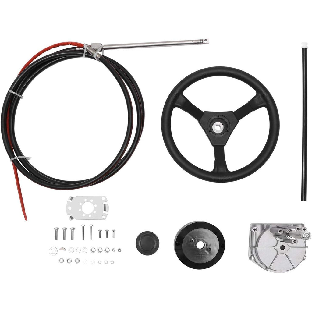 Misakomo 12 FT Boat Steering Cable Outboard Rotary System Kit with 12.5" Wheel
