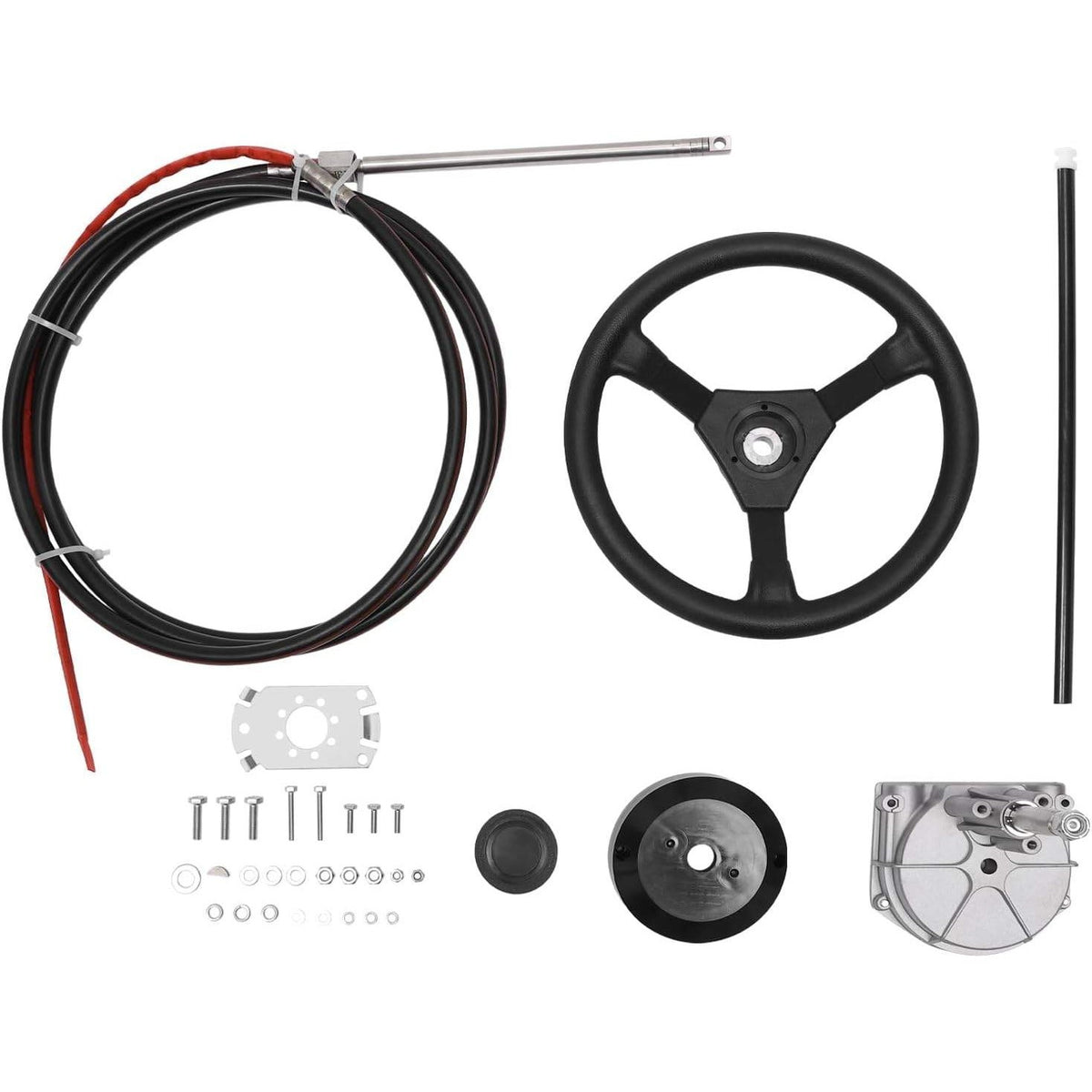Misakomo 12 FT Boat Steering Cable Outboard Rotary System Kit with 12.5" Wheel