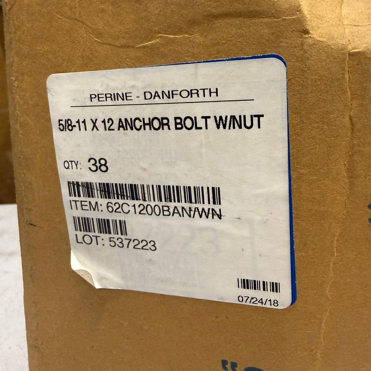 Pack of 38 Perine-Danforth 5/8-11 x 12" Anchor L-Bolts With Nuts