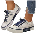 Women's Low Top Canvas Sneakers US 7 Beige Contrast Colors Lace-Up Shoes Ribbed