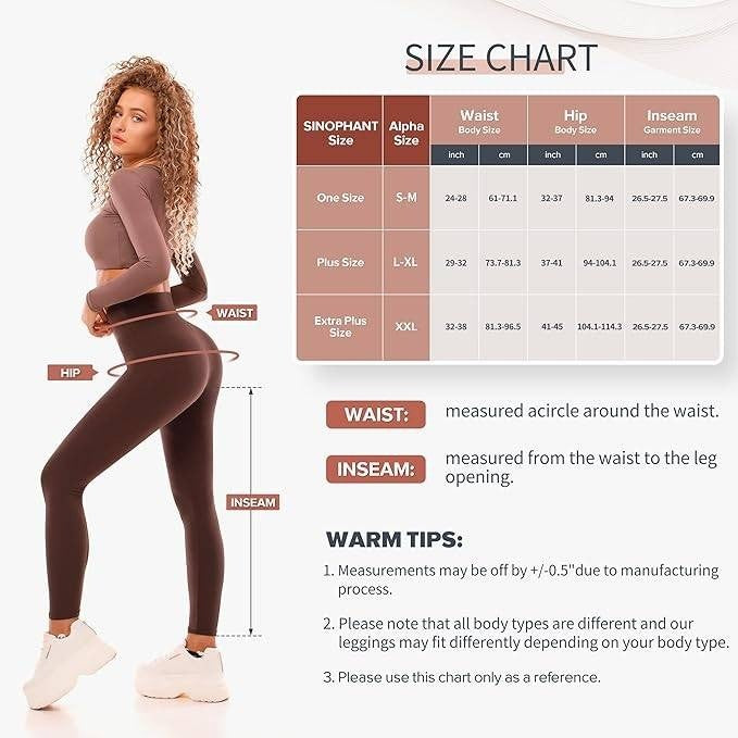 SINOPHANT Women's L-XL High Waisted Leggings Full Length Buttery Soft Yoga Pants