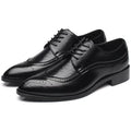Santimon Men's US 9-12.5 Snake-Embossed Wingtip Brogue Dress Oxford Shoes Black
