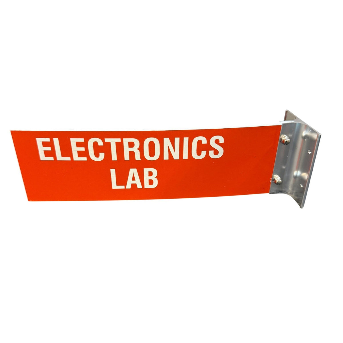 Electronics Lab Wall Mount Projecting Corridor Sign 3x10" Red & White w/ Bracket