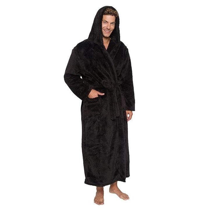 MSRP $52 Ross Michaels Mens Black 2XL/3XL Luxury Robe Hooded Big and