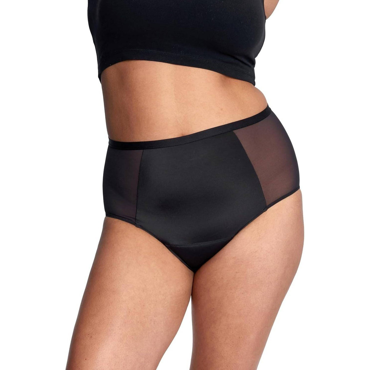 THINX Period Underwear Black Sz M, Hi-Waist Comfort-Stretch Panties, Absorbent
