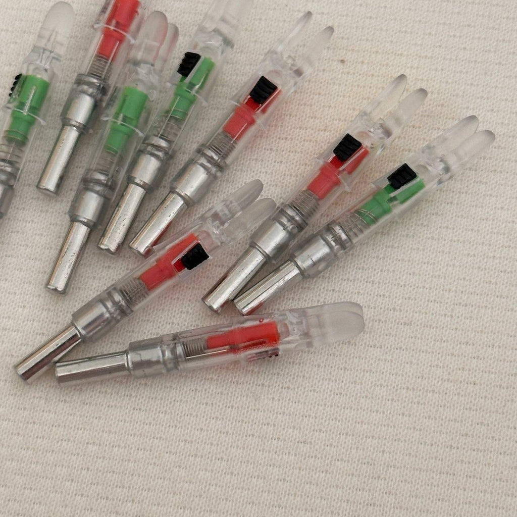 Set of 9 S LED Red Green Lighted Nocks for Arrows 0.244"/6.20mm On/Off Switch