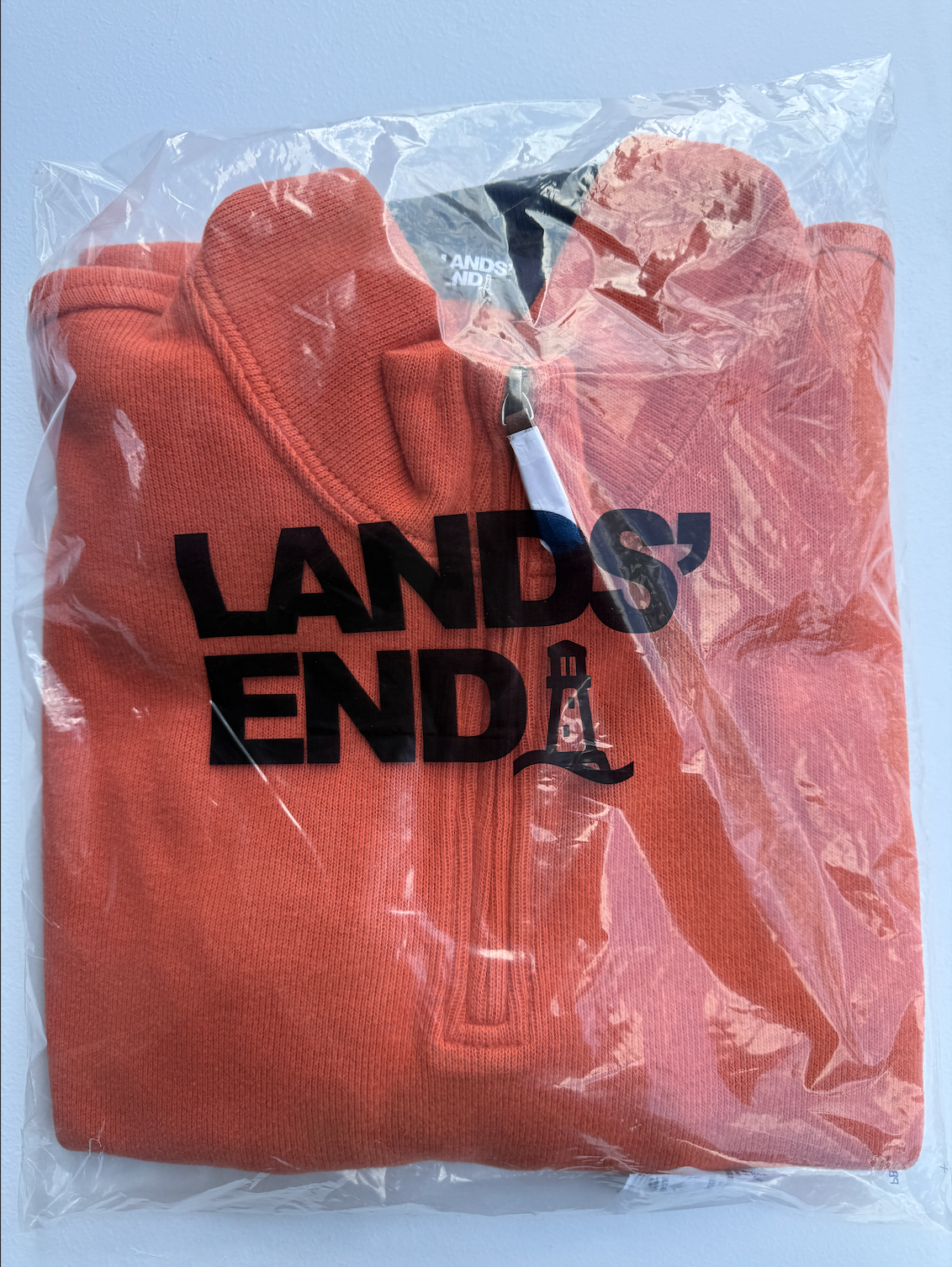 Lands’ End Men's S Bedford Rib Sweater Quarter Zip LS Spiced Apricot 447688