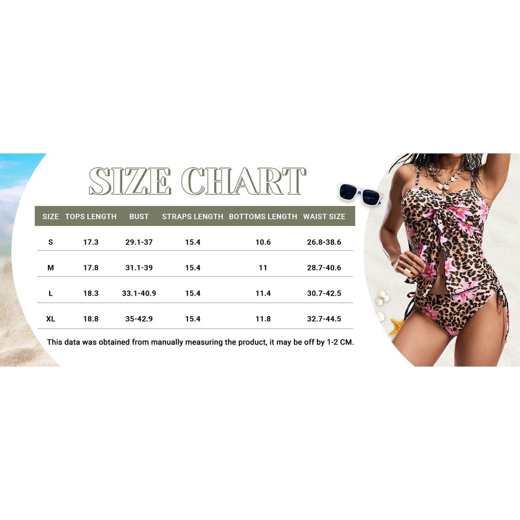 MSRP $35 Verdusa Women's S 2 Piece Leopard Cute Babydoll Tankini Swimsuit
