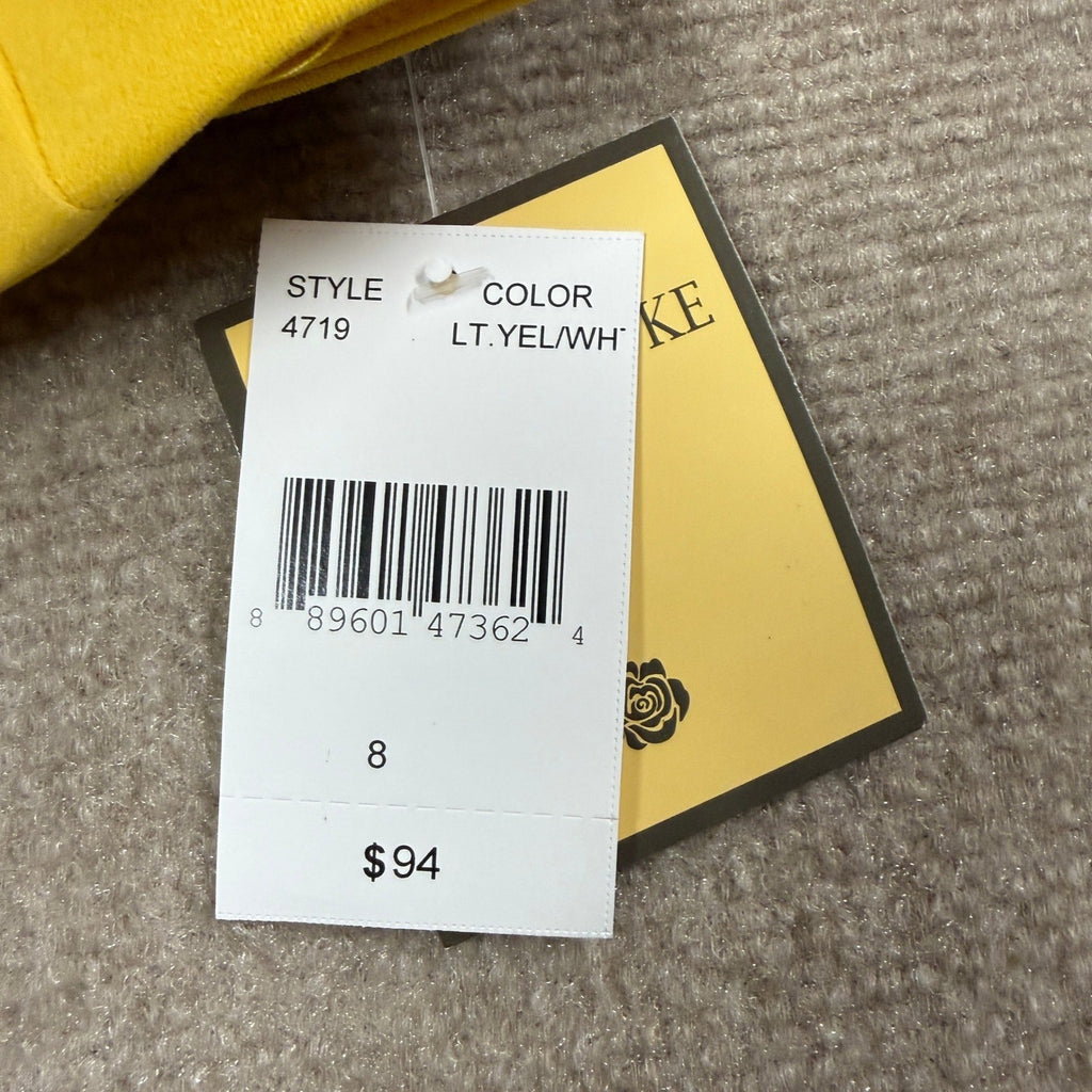 MSRP $94 Maya Brooke Women's 8 Lite Yellow White Crepe Floral Jacket Dress