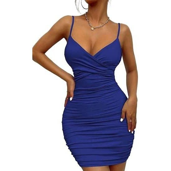 MSRP $35 CUTEMOOT Women's S Navy Blue Cocktail Dress V Neck Spaghetti Strap