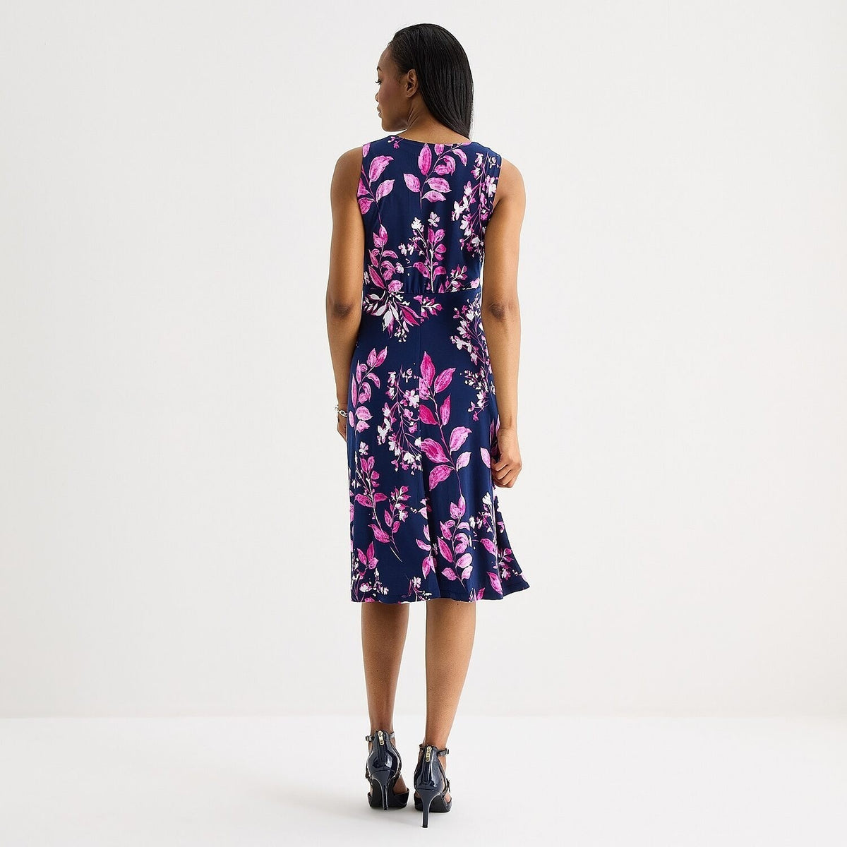 MSRP $84 Studio One Womens M Navy Pink 2 Piece Floral Jacket Dress