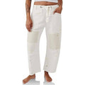 PLNOTME Womens 8 White Baggy Barrel Horseshoe Jeans Wide Leg Patchwork