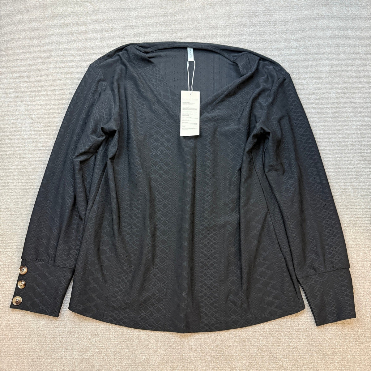 MSRP $24 Dokotoo Women's M Black V Neck Long Sleeve Eyelet Embroidered Blouse
