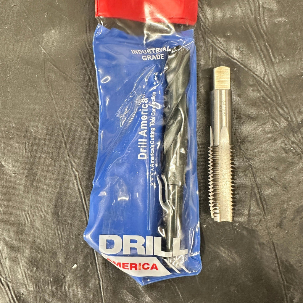 Set of 2 Drill America POU 3/4"-10 HSS Plug Tap & 21/32" HSS 1/2" Shank Drill B