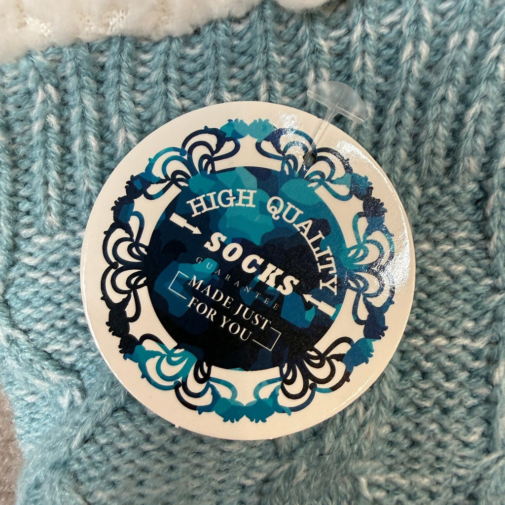 MSRP $17 Anlisim Women Blue Slipper Socks Fluffy Fuzzy Thermal Warm Thick Winter