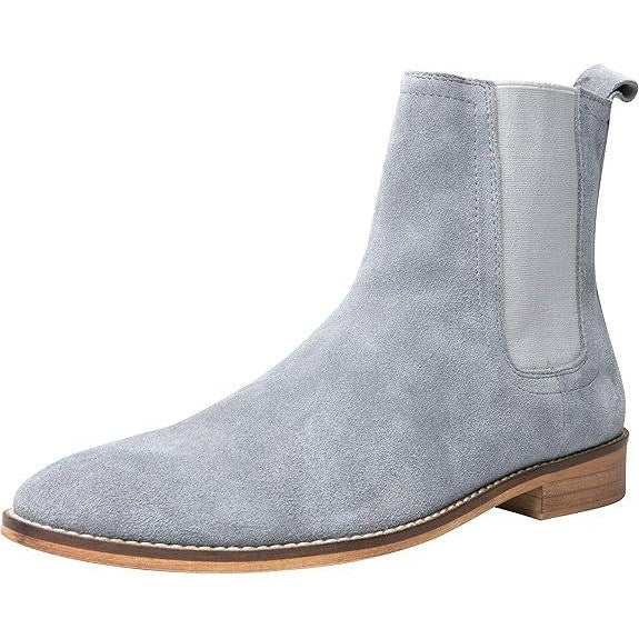 Santimon Men's US 7 Grey Suede Slip On Casual Dress Chelsea Boots