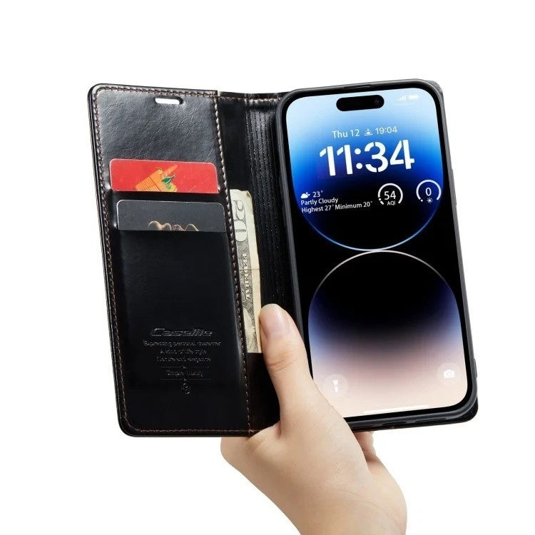 CaseMe 003 For iPhone 14 Pro Max Soft PU Leather Flip Wallet Case with 2 Credit