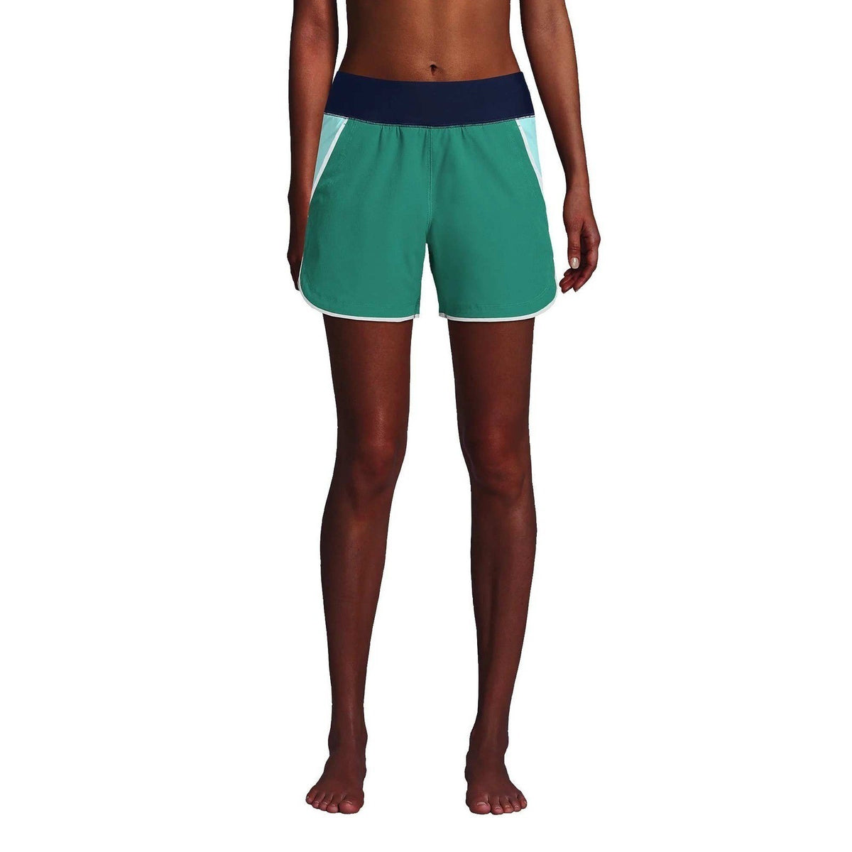 Lands' End Women's 14 LONG 5" Quick Dry Swim Cover-up Shorts Elastic Waist Boar