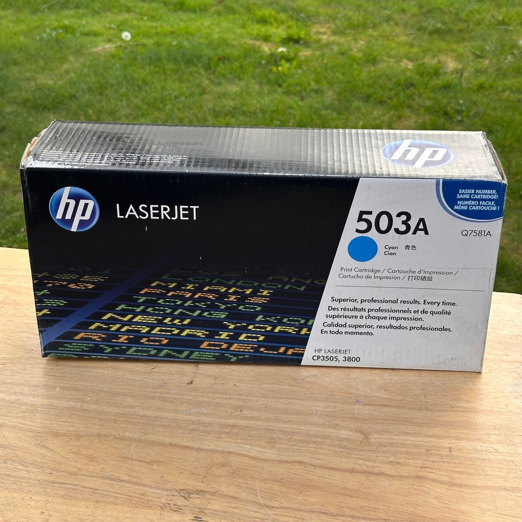 HP 503A Cyan Toner Cartridge Q7581A for LaserJet CP3505, 3800 Sealed