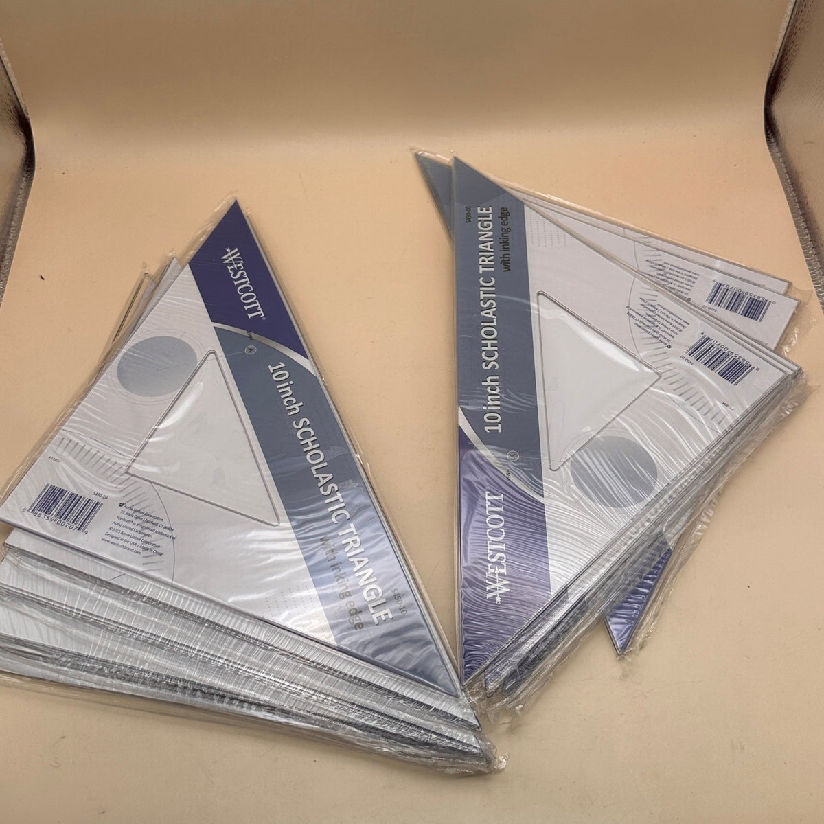 Lot of 12 Westcott S450-10 10" Styrene Triangle 45/90 Degree Drawing Tool