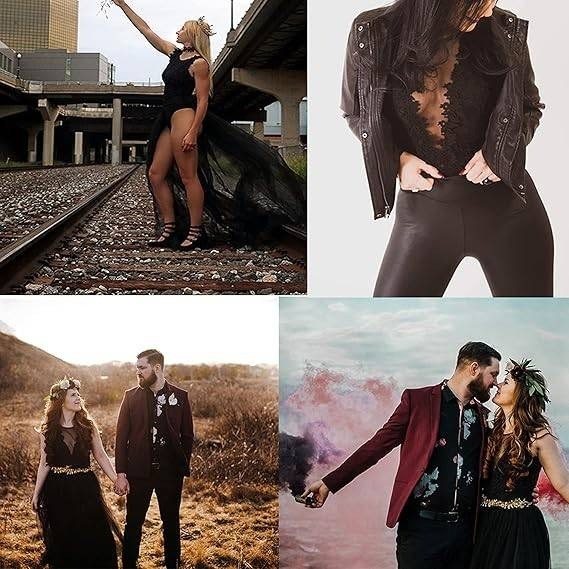 MSRP $40 RARITYUS Women's L Black Backless Sexy Lace Bodysuit Jumpsuit See