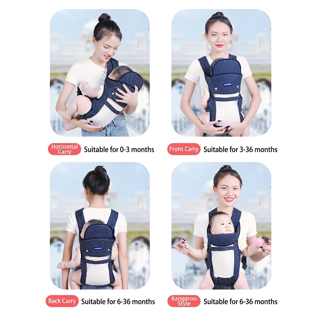 4-in-1 Baby Carrier from Newborn to Toddler Ergonomic Breathable Infant Backpack