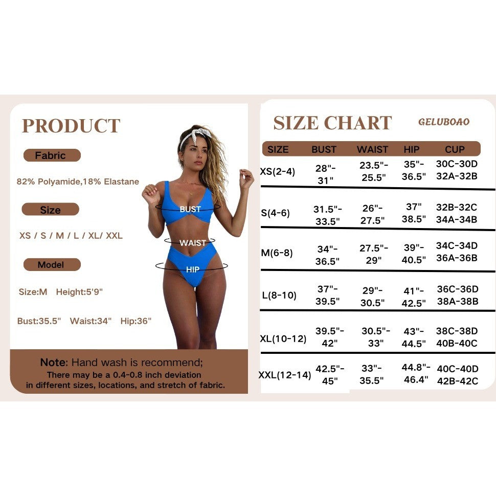 MSRP $39 Geluboao Women's M Brown Bikini Sets Two Piece Cheeky High Waisted Kn