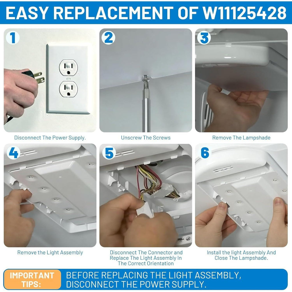 WRX735SDBM03 WRX735SDBM00 Refrigerator LED Light Assembly W11125428
