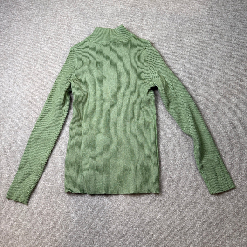 MSRP $35 PRETTYGARDEN Women's S Quarter Zip Mock Neck Rib Fitted Sweater Green
