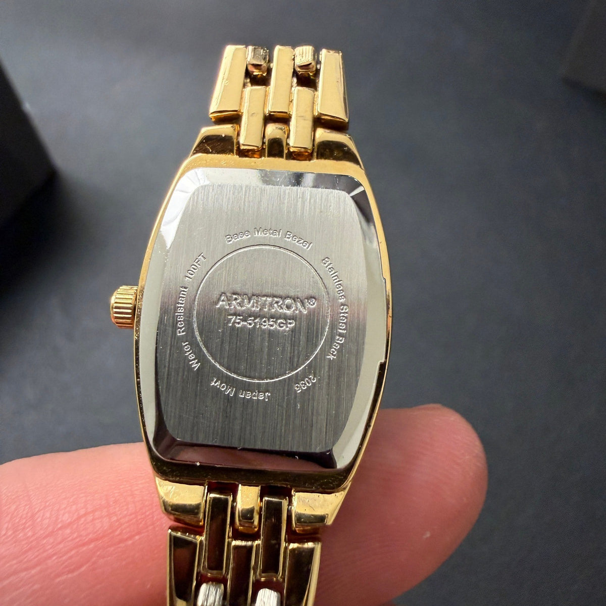 Armitron 75/5195GP Womens Gold Tone Diamond Accented Bracelet Watch New Battery
