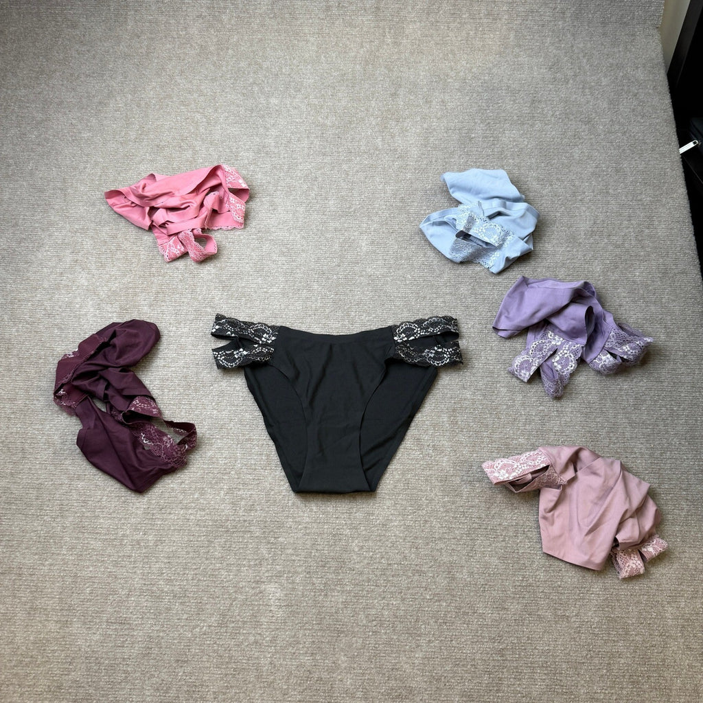 Set of 6 FINETOO Womens M Seamless Underwear Cheeky Bikini Panties High Cut