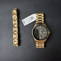 MSRP $105 Armitron Men's 20/5374GP Gold Tone Watch & Bracelet Set New Battery