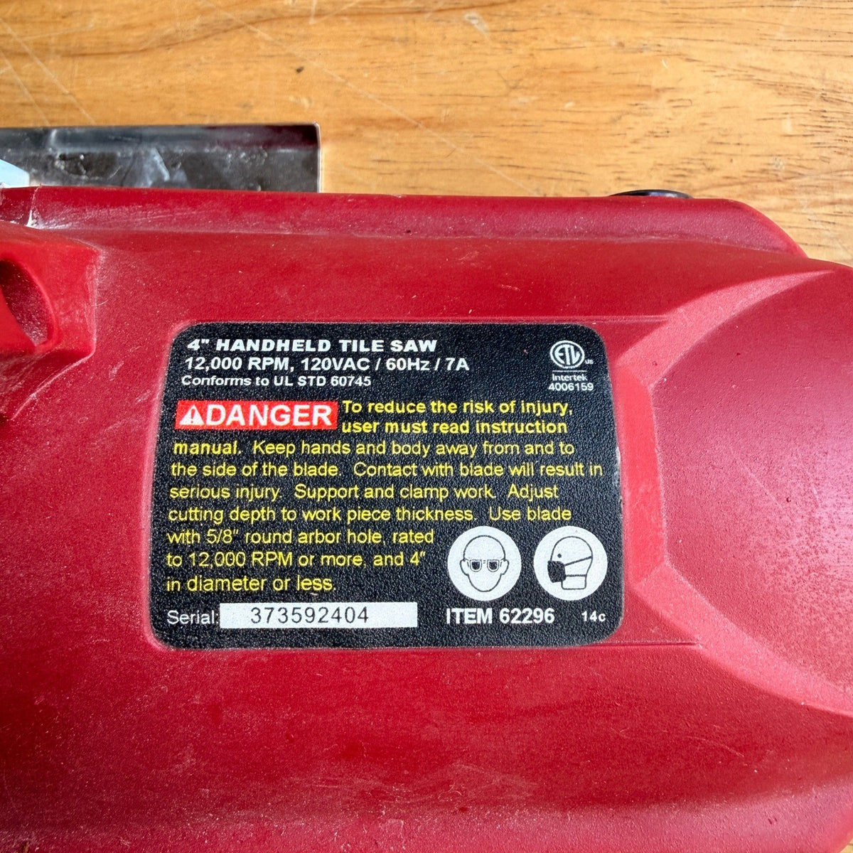 7 Amp 4 in. Handheld Dry-Cut Tile Saw Model 62296